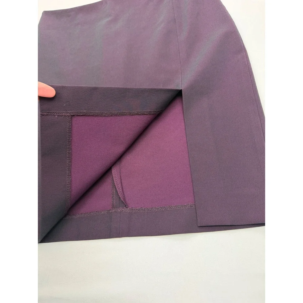 Vintage Bebe Iridescent Purple High Rise‎ Mini Pencil Skirt Y2K Thigh Slit 2P